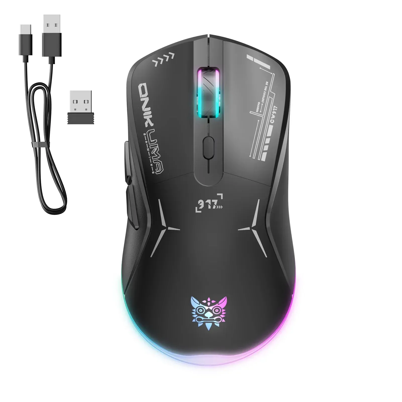 Onikuma Cw917 draadloze gamingmuis met 6400 DPI en RGB