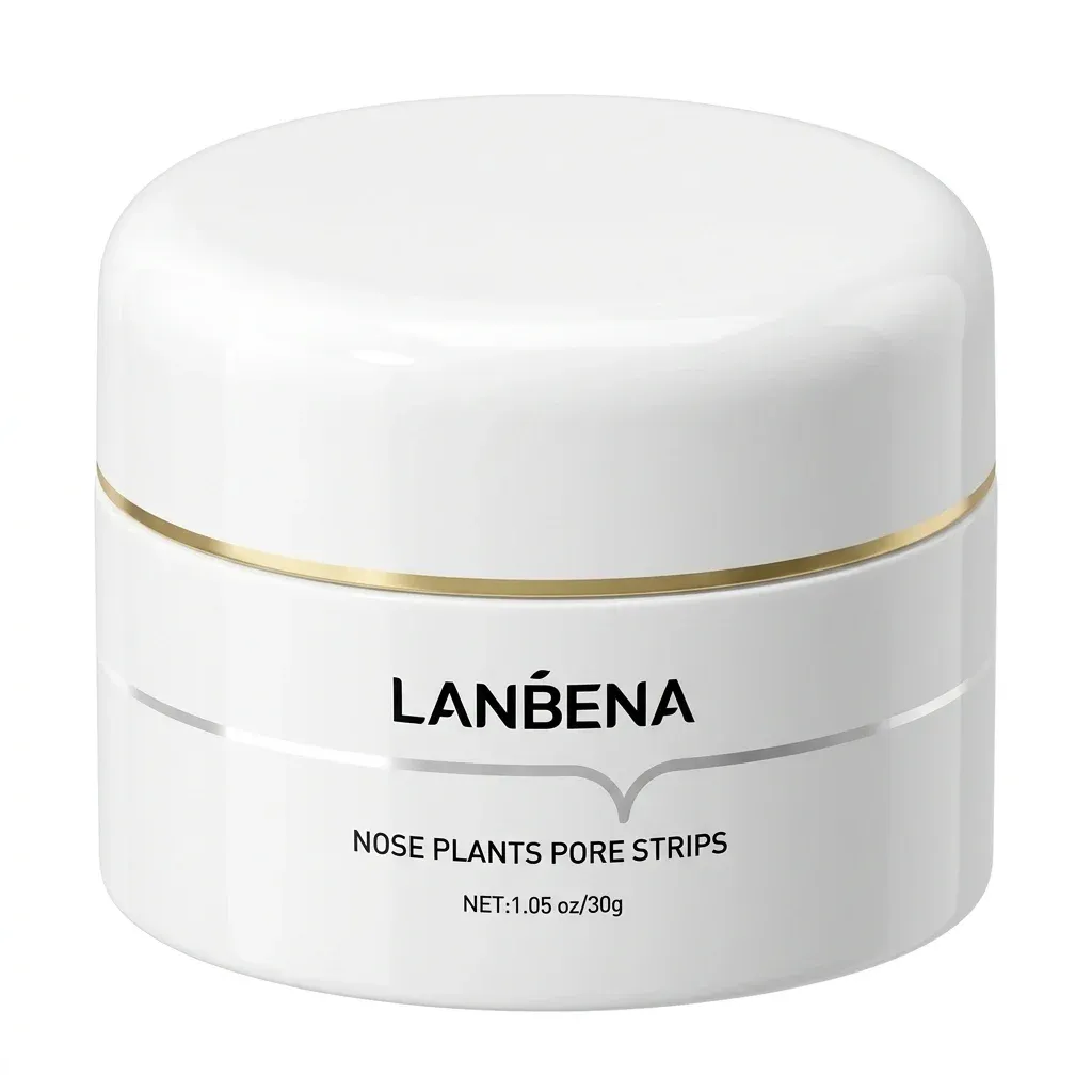 LANBENA witte pot met zwarte tekst