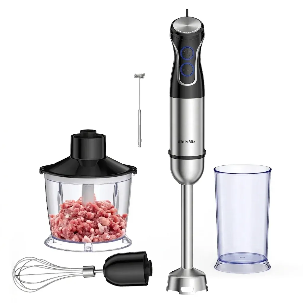 BioloMix 5-in-1 staafmixer met 1500W en roestvrijstalen mes