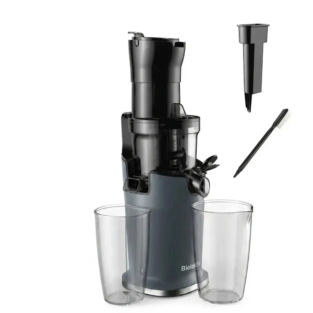 BioloMix slowjuicer met brede vulopening