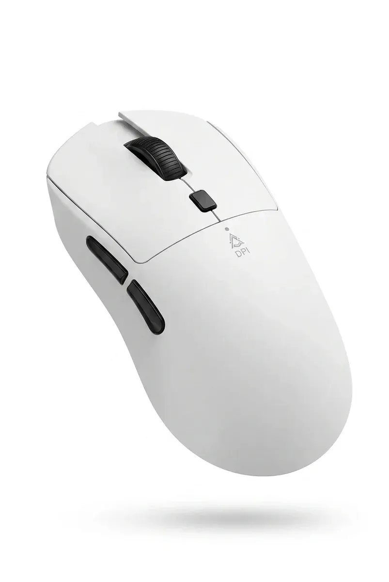 Witte rechtshandige draadloze gamingmuis