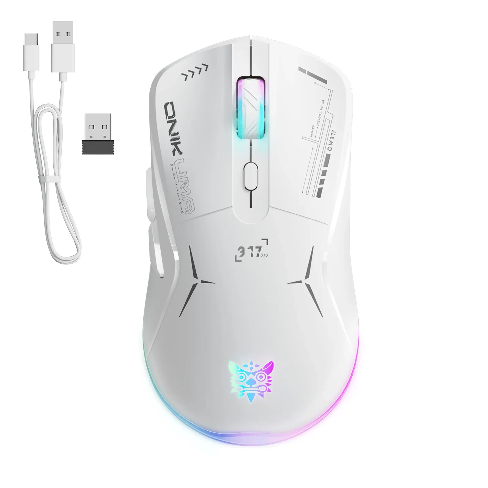 Onikuma Cw917 draadloze gamingmuis met RGB en verstelbare DPI
