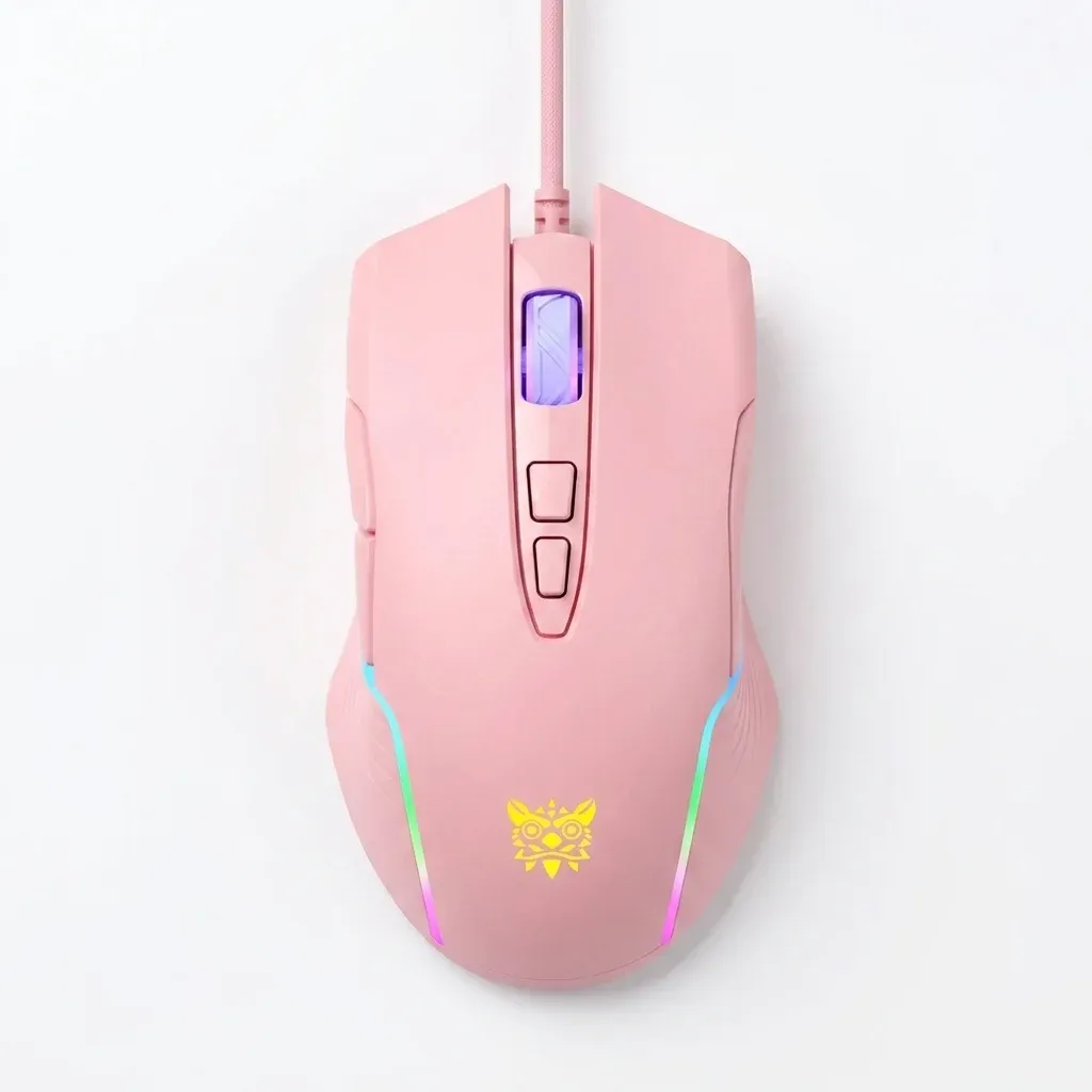 Onikuma roze bedrade gamingmuis met RGB