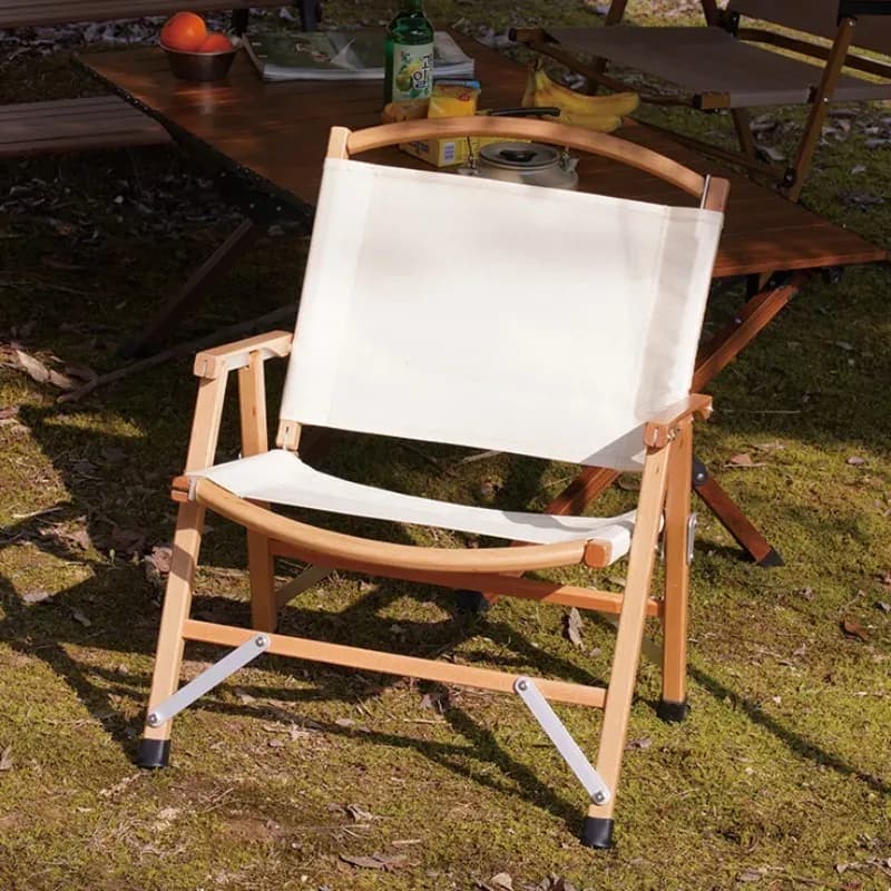 Opvouwbare beukenhouten campingstoel met Oxford-zitting