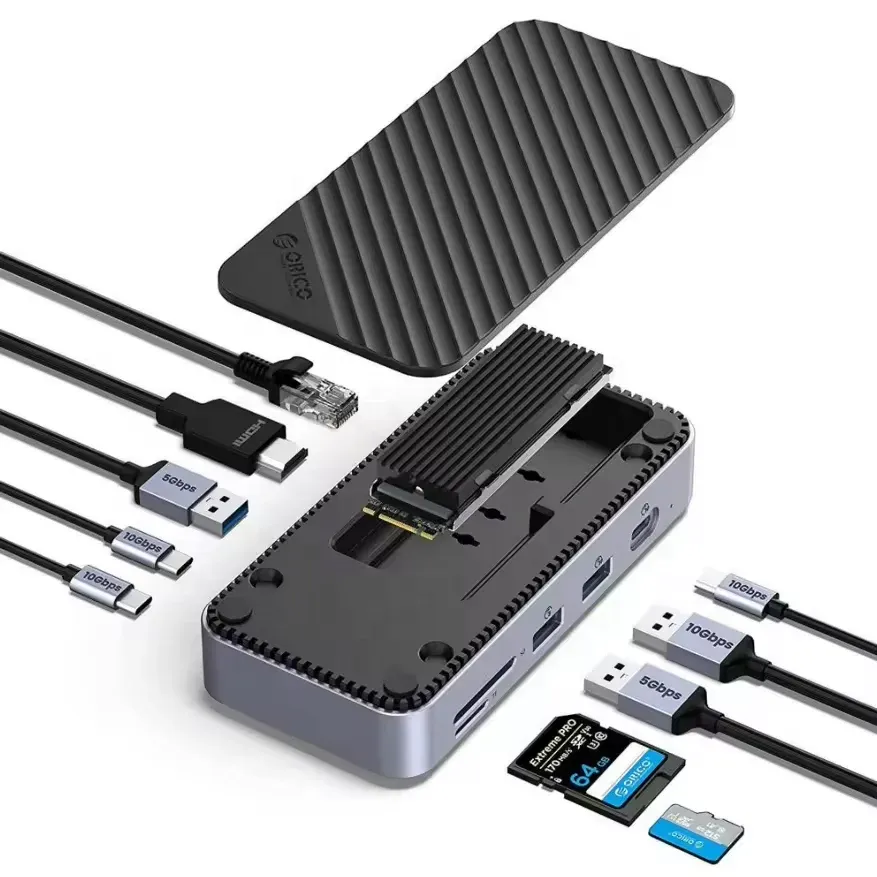ORICO 10-in-1 dockingstation met M.2 SSD-behuizing en 4K-uitvoer