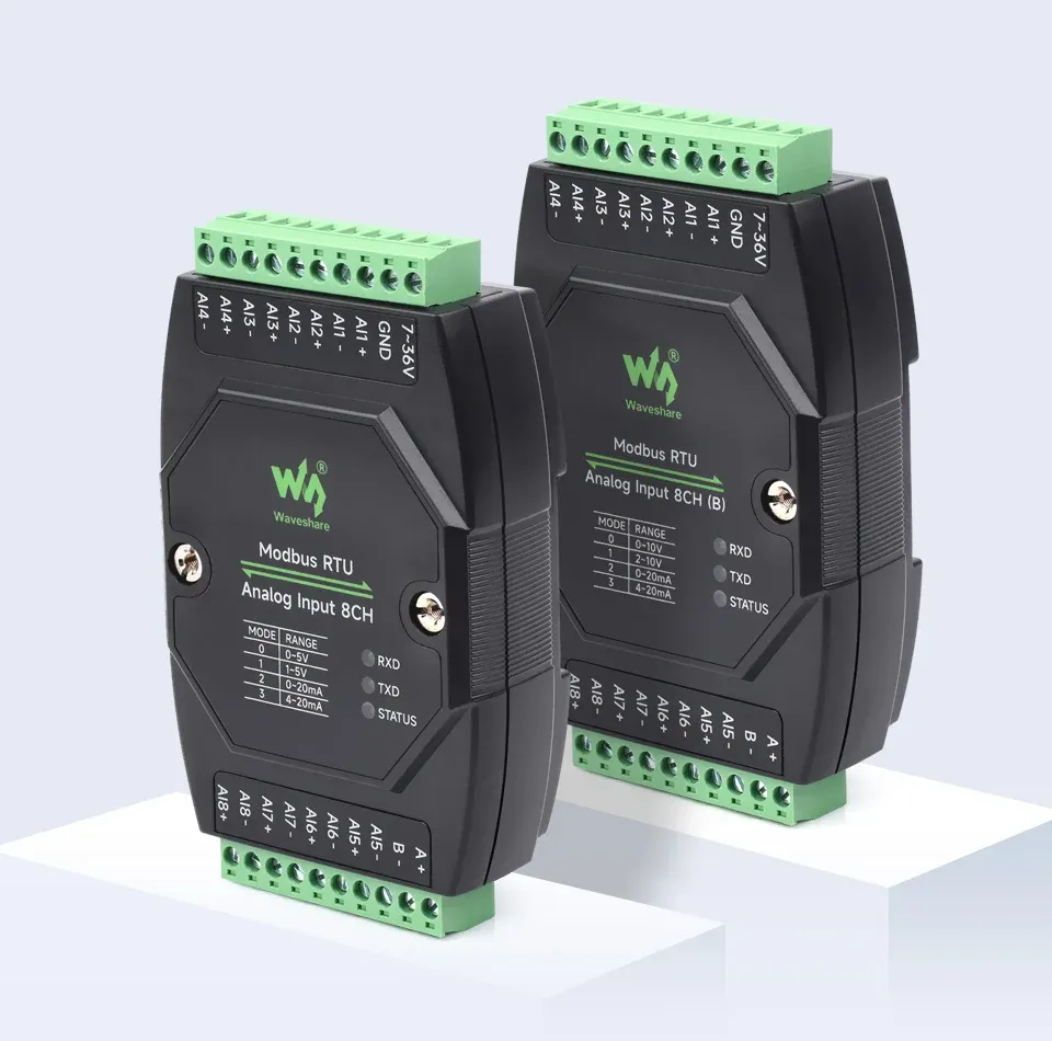 Waveshare 8-kanaals Modbus RTU analoge ingangsmodule